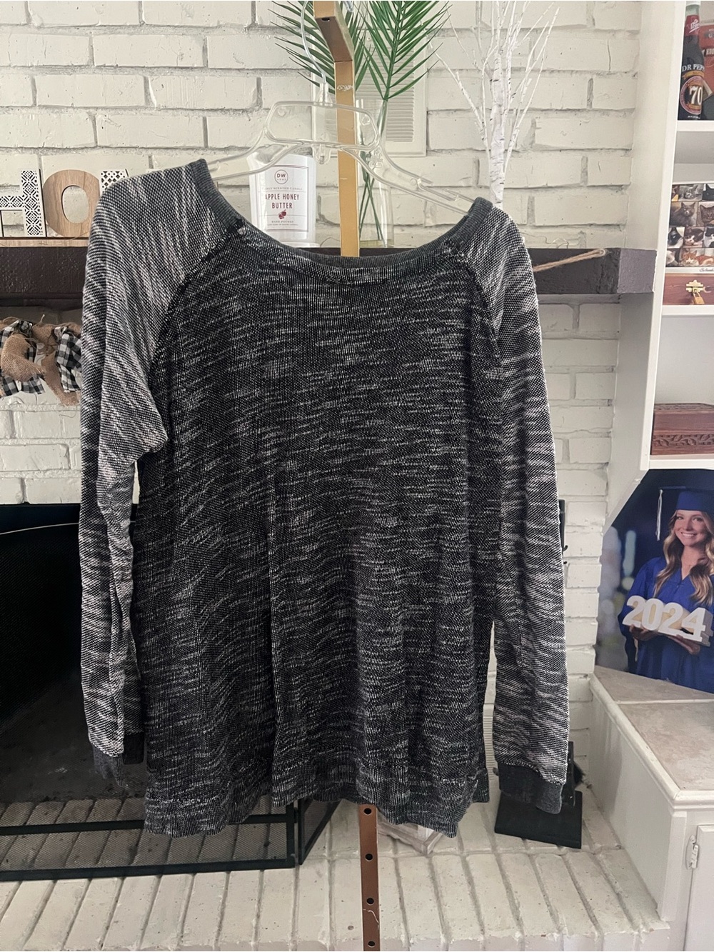 Champion Black & Gray Marled Raglan Sweatshirt - Women's